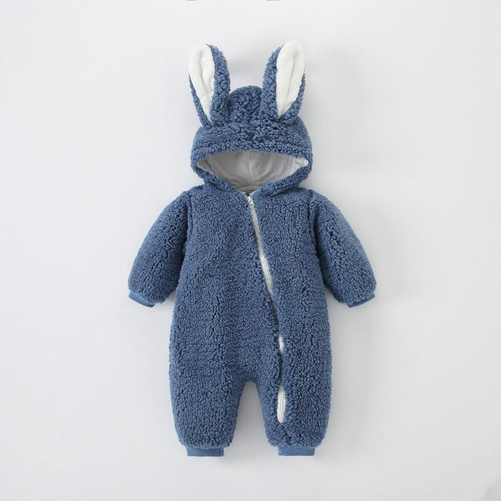 Baby Jumpsuit Thicken Hooded Zipper Big Ear Bunny Rabbit Romper