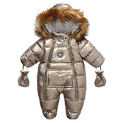 Newborn Baby Winter Rompers Long Sleeved Fashion Thickend Warm Jumpsuit - MomyMall Gold / 6-9 M