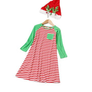Family Matching Long-sleeved Christmas Striped Dress