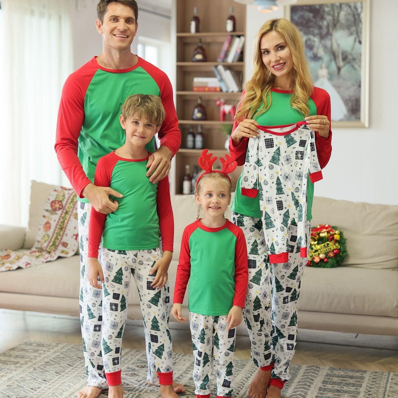 Family Matching Christmas Parent-child Pajamas Suits