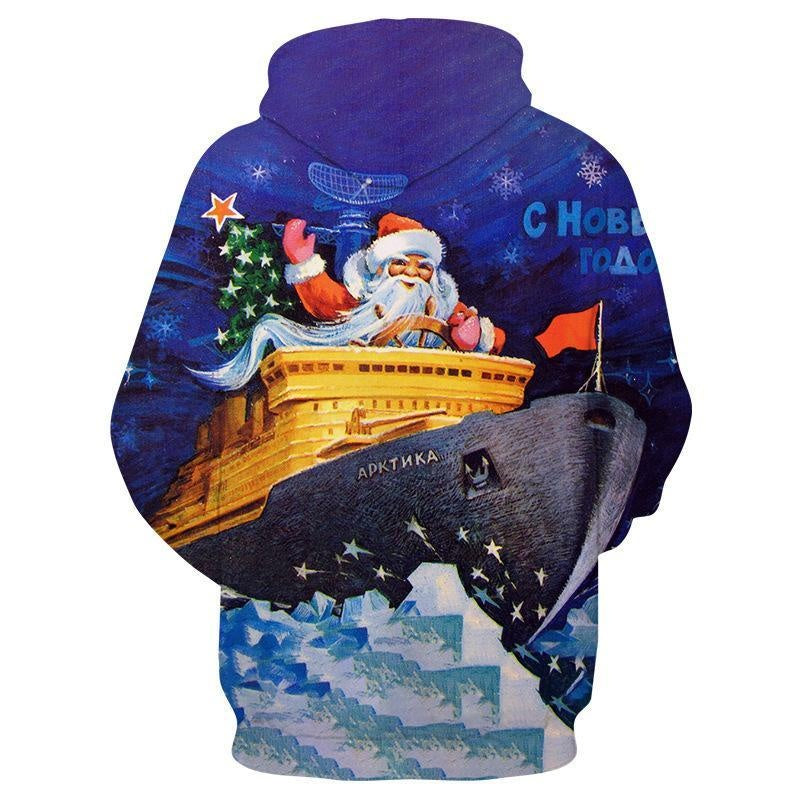 Kid Boy Girl 3D Cartoon Santa Printed Christmas Hoodie