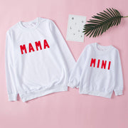 Family Matching Parent-child Print Round Neckline Mother-daughter Shirt - MomyMall White / Mom-S