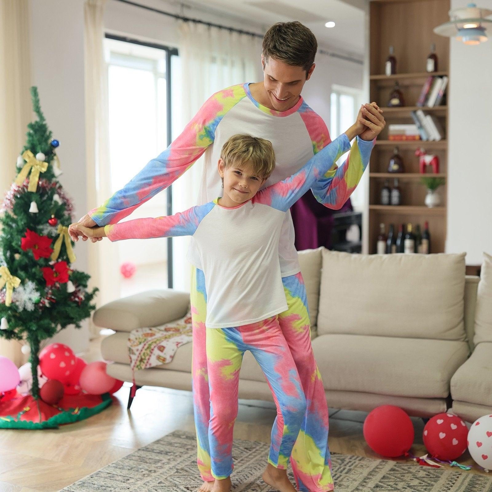 Family Matching Parent-child Christmas Tie-dye Suit Pajamas - MomyMall