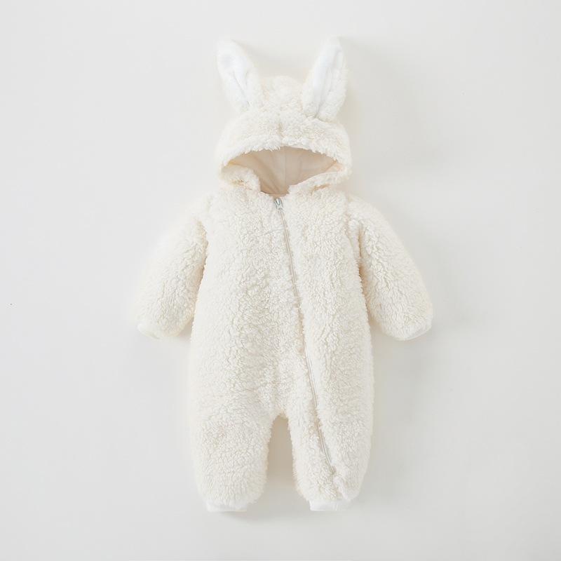 Baby Jumpsuit Thicken Hooded Zipper Big Ear Bunny Rabbit Romper