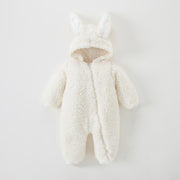 Baby Jumpsuit Thicken Hooded Zipper Big Ear Bunny Rabbit Romper