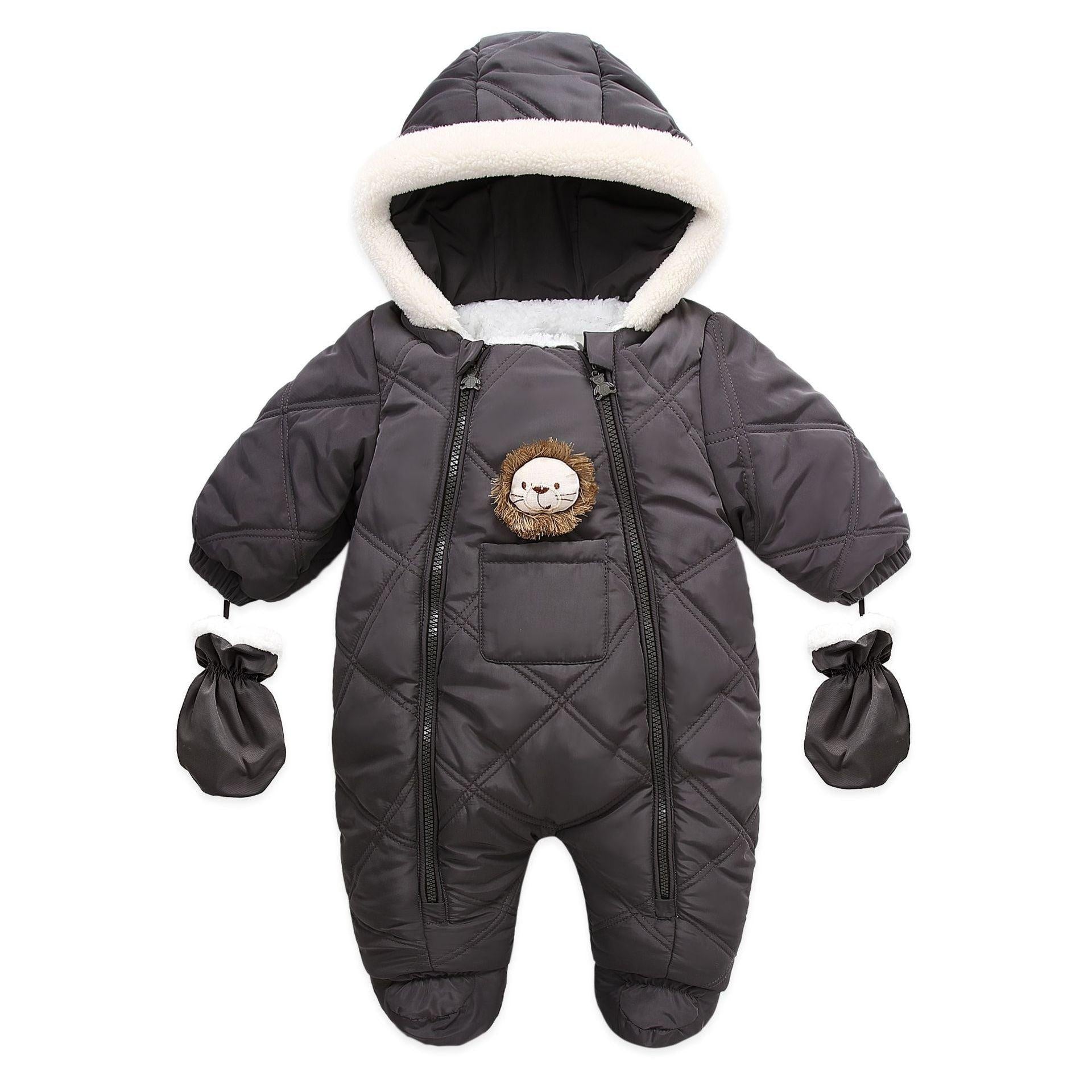 Thick Warm Infant Baby Jumpsuit Hooded Fleece Winter Autumn Overalls Romper - MomyMall