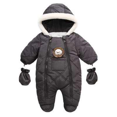 Thick Warm Infant Baby Jumpsuit Hooded Fleece Winter Autumn Overalls Romper - MomyMall