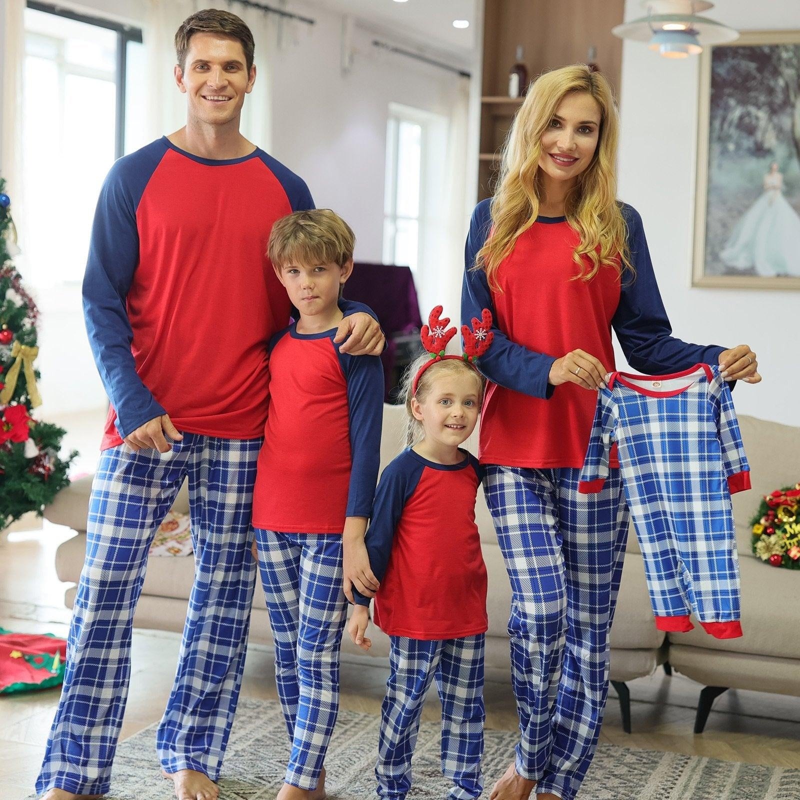 Family Matching Plaid Printed Pajamas Mother Daughter Parent-child Wear - MomyMall