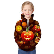 Kid Boy Girl Halloween Pumpkin Candy 3D Print Hoodie