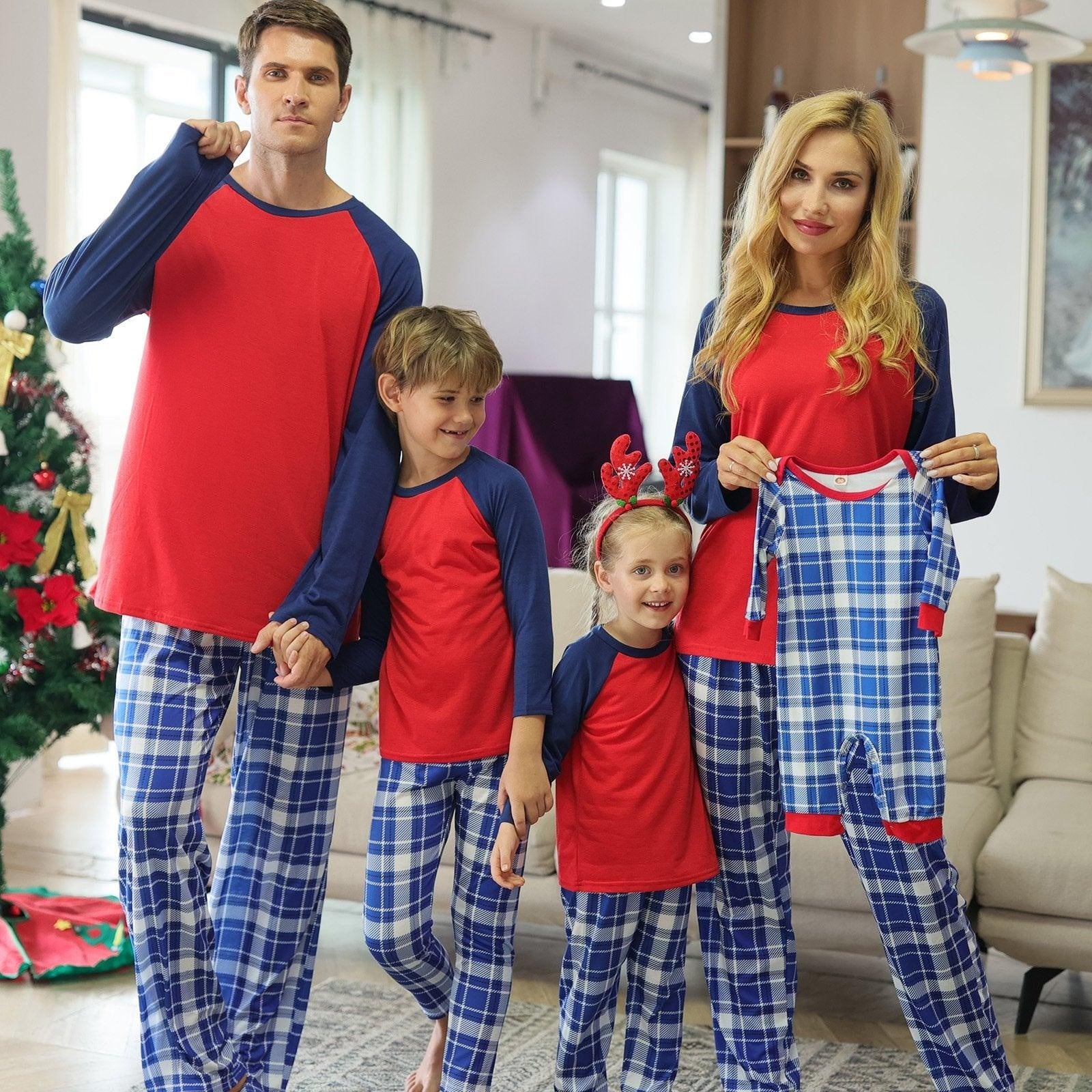 Family Matching Plaid Printed Pajamas Mother Daughter Parent-child Wear - MomyMall