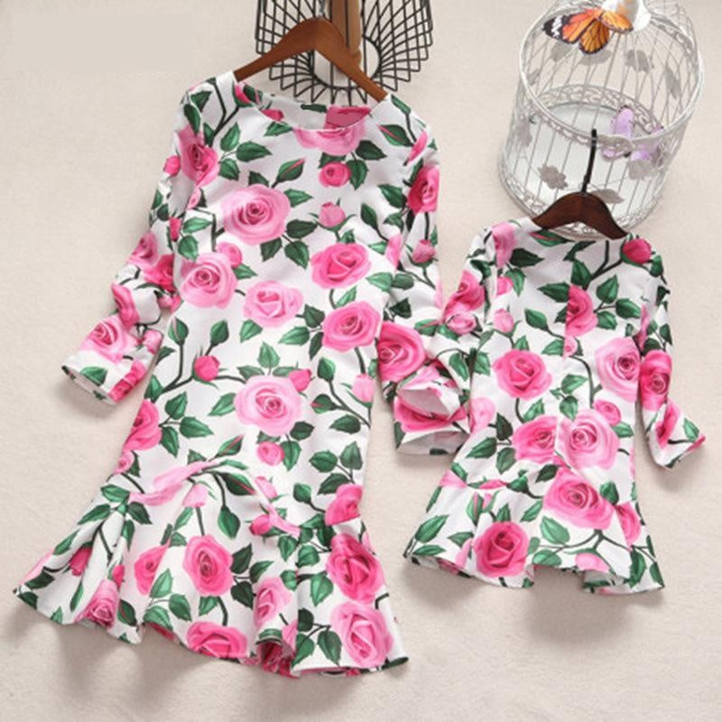 Family Matching Flower Mother and Daughter Dresses - MomyMall