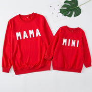 Family Matching Parent-child Print Round Neckline Mother-daughter Shirt - MomyMall Red / Mom-S