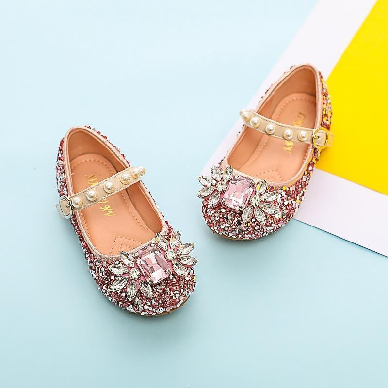 Girl Pearl Sequin Soft Sole Single Shoes - MomyMall