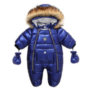 Newborn Baby Winter Rompers Long Sleeved Fashion Thickend Warm Jumpsuit - MomyMall Navy / 6-9 M