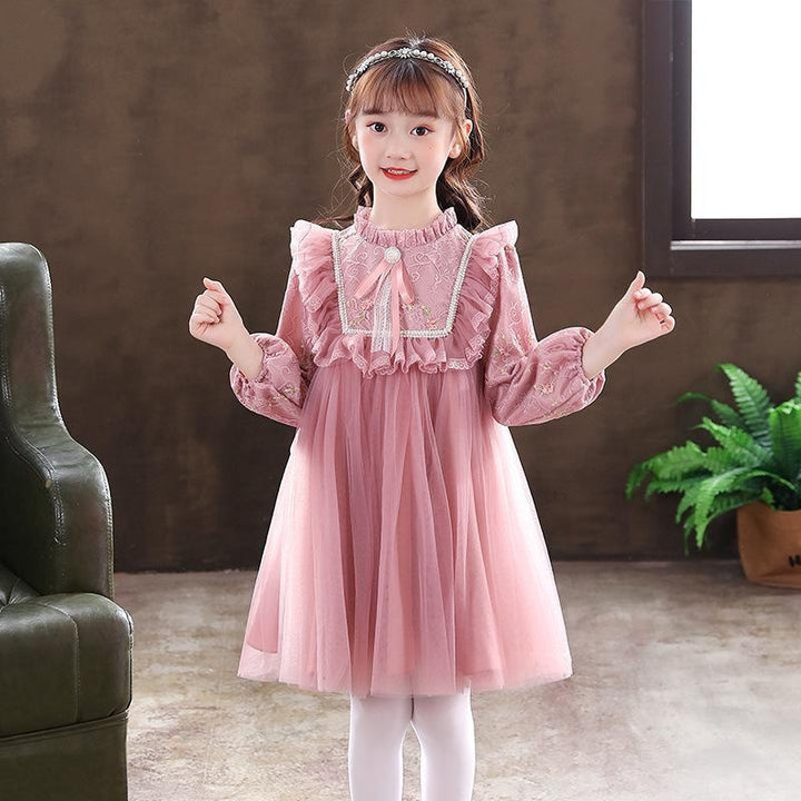 Girls Mesh Chiffon Princess Dress - MomyMall pink / 2-3 Years