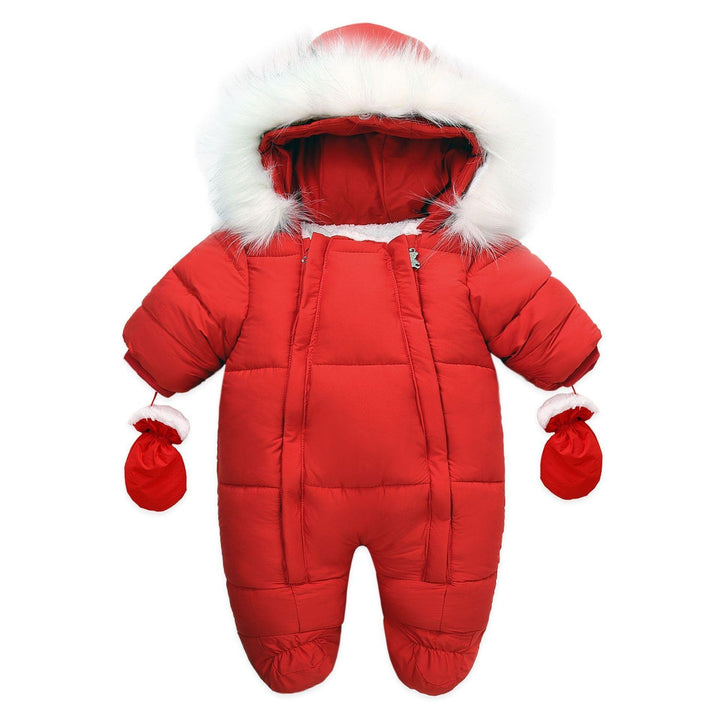 Baby Girl Boy Thermal Set Romper Winter Warm Cotton Jumpsuit Solid Color