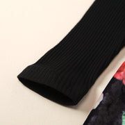 Spring New GirlBlack Long Sleeve Pit Strip Stitched Printed Velvet Dress 1-6Y