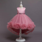New Kids Girl Princess Mesh Flower Fluffy Sleeveless Flower Dresses - MomyMall Dark Pink / 100cm:2-3years