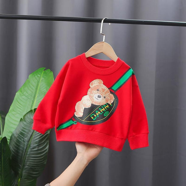 Baby Toddler Autumn Spring Sweatshirts Long-sleeved Tops - MomyMall red / 6-12 Months