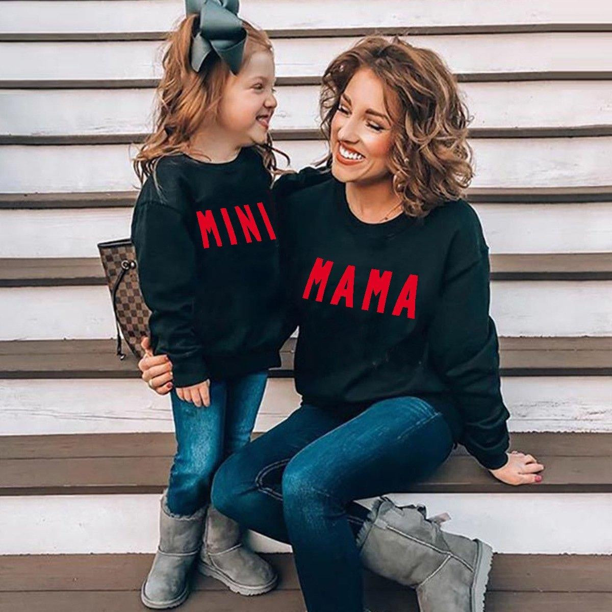 Family Matching Parent-child Print Round Neckline Mother-daughter Shirt - MomyMall