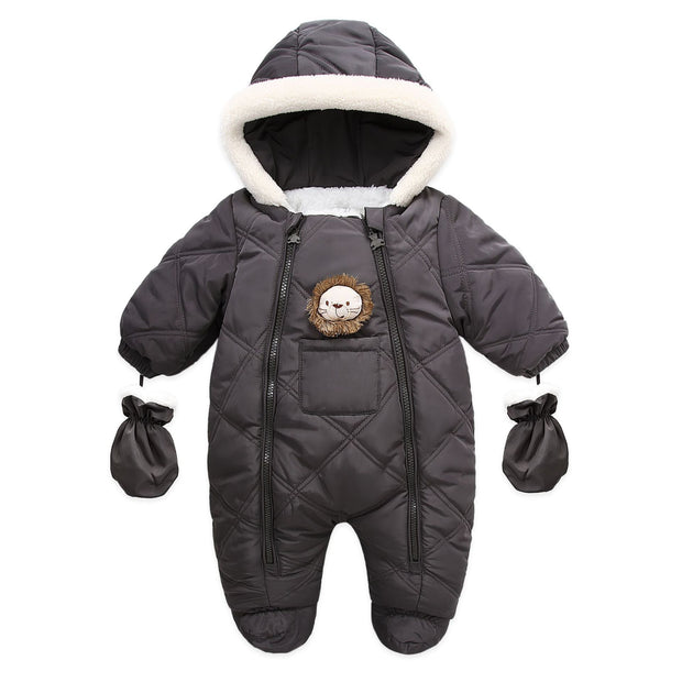 Thick Warm Infant Baby Jumpsuit Hooded Fleece Winter Autumn Overalls Romper - MomyMall Pink / 6-9 Months