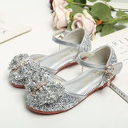 Girl Leather Shoes with Rhinestone Sequined Princess Shoes - MomyMall