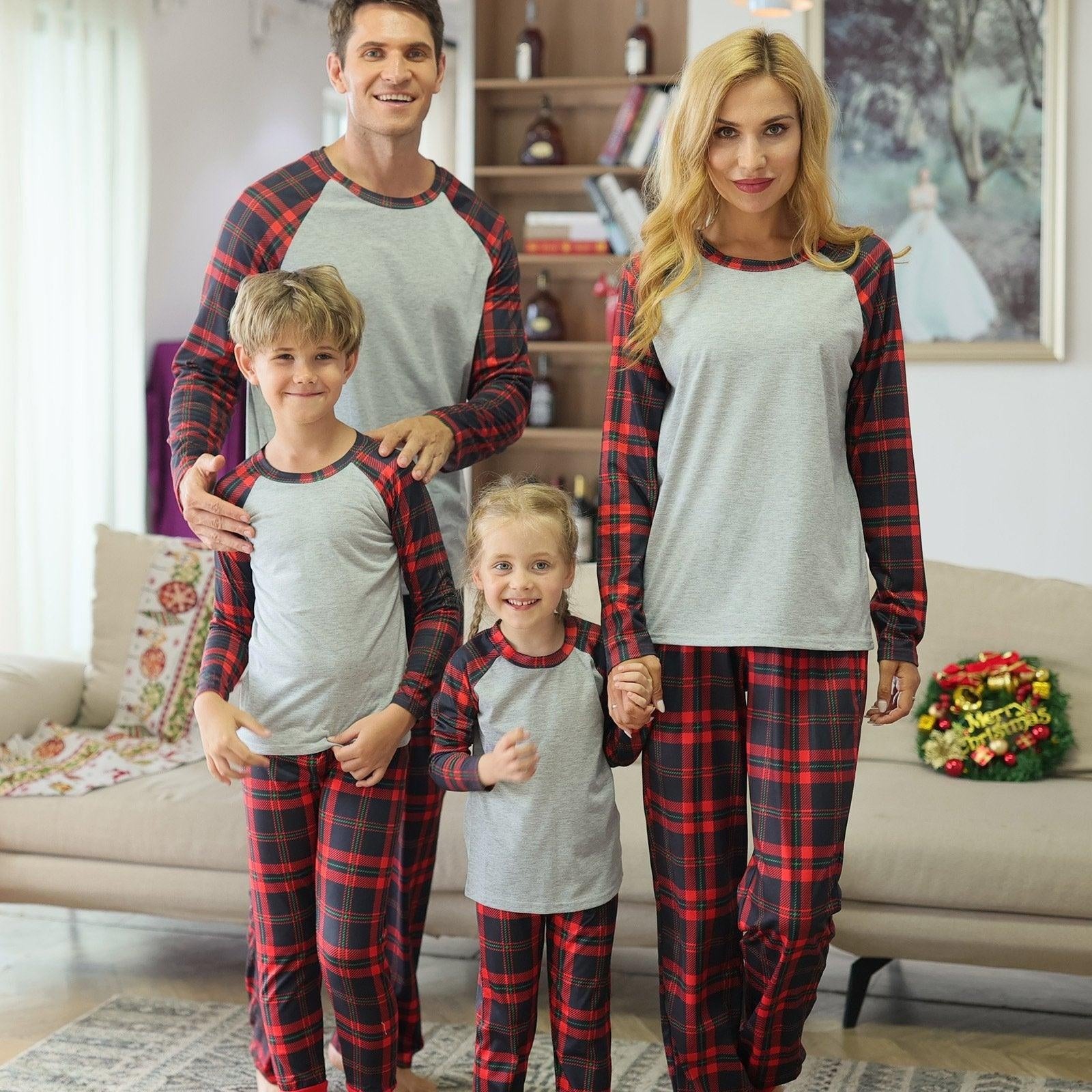 Family Matching Christmas Parent-child Pajamas Suits Mom Dad Kids Set