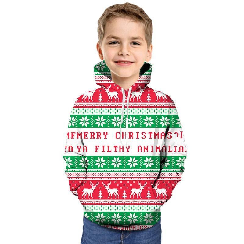 Kids Boy Girl 3D Christmas Snowflake Printing Hoodie