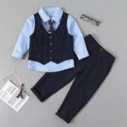 Baby Boy Bow Tie Vest Formal 3 Pcs Suits - MomyMall Blue / 3-6 Months