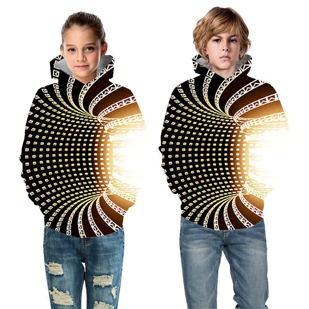 Kid Boy Girl Color Vortex Printing Hoodie - MomyMall