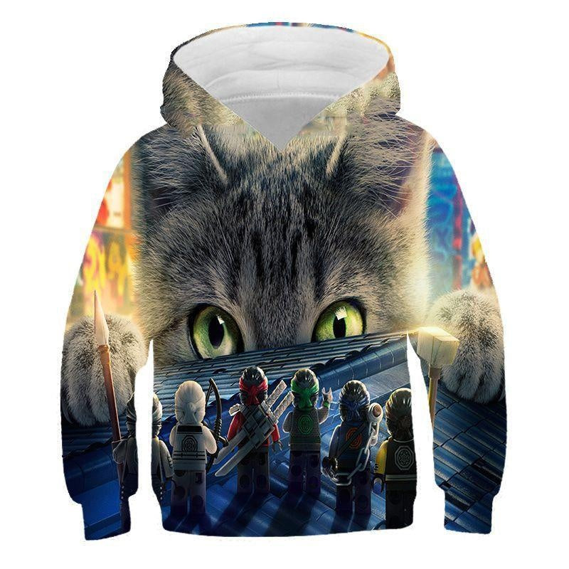 Kids 3D Print Cartoon Loose Long Sleeves Hoodie - MomyMall