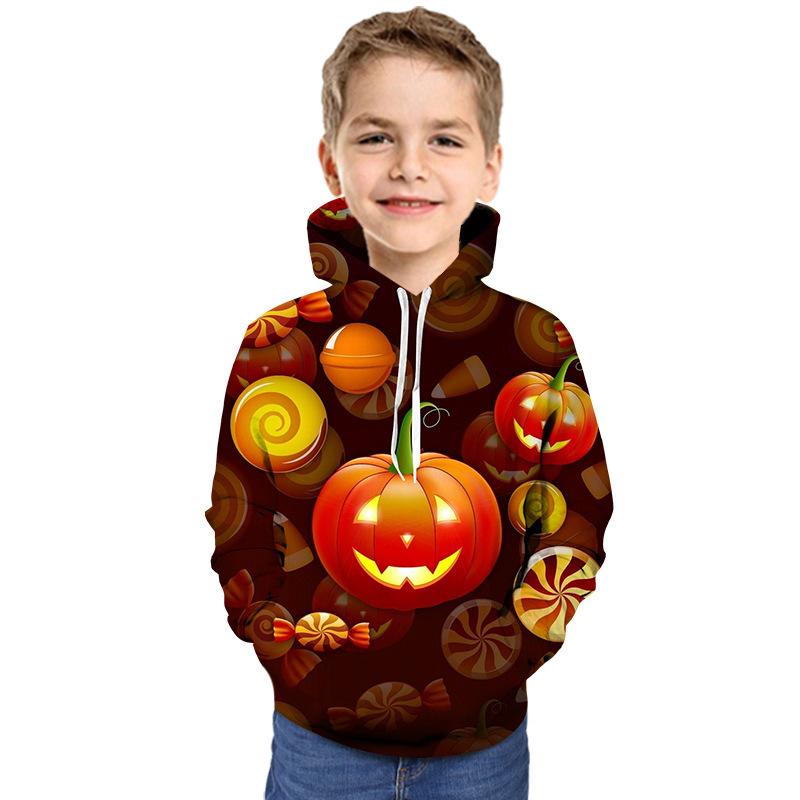 Kid Boy Girl Halloween Pumpkin Candy 3D Print Hoodie