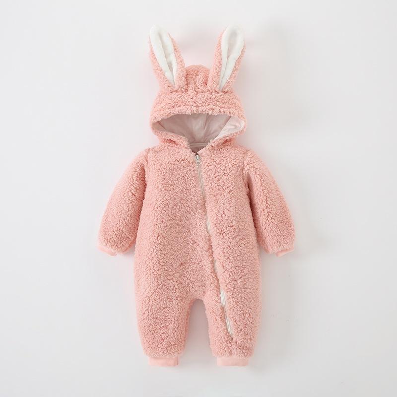 Baby Jumpsuit Thicken Hooded Zipper Big Ear Bunny Rabbit Romper