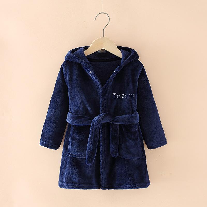 Boy Girl Bathrobe Winter Cartoon Nightgown Pajamas - MomyMall blue / 2-3 Years