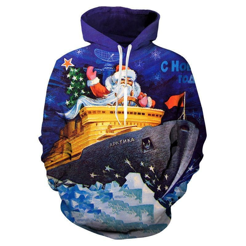 Kid Boy Girl 3D Cartoon Santa Printed Christmas Hoodie