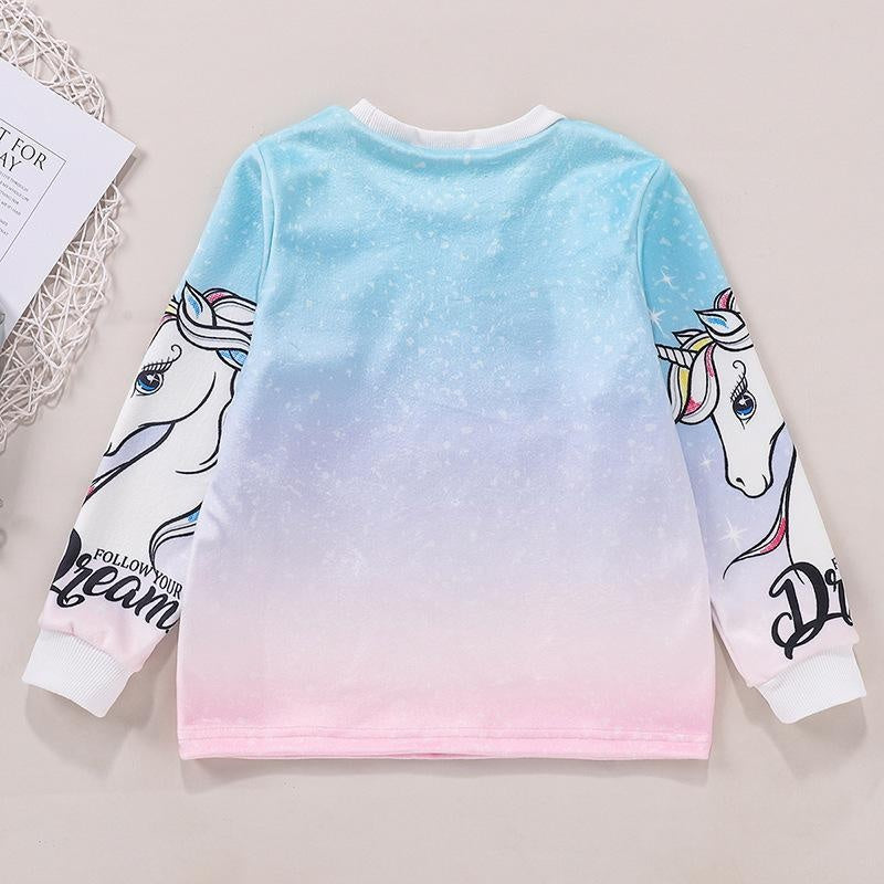 Girl Autumn Winter Plus Velvet  Unicorn Sweatshirt