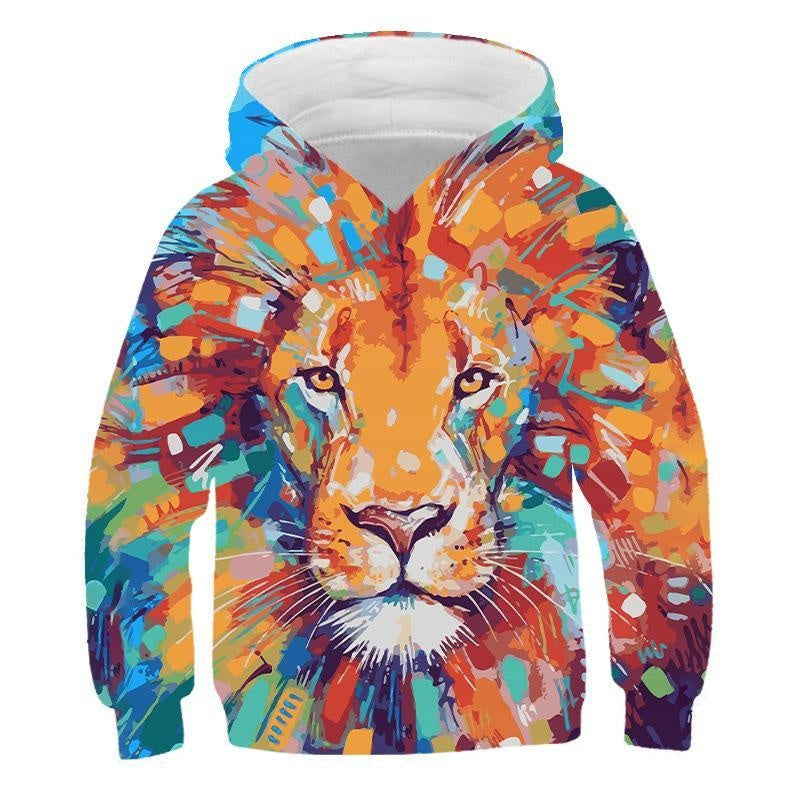 Kids 3D Print Cartoon Animal Loose Long Sleeve Hoodie