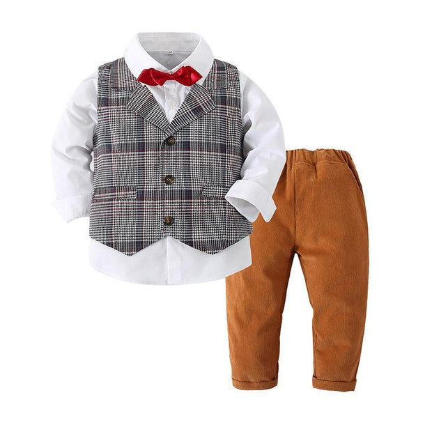 Spring Autumn Baby Boy Set Suits Korean Formal 3 Pcs Set