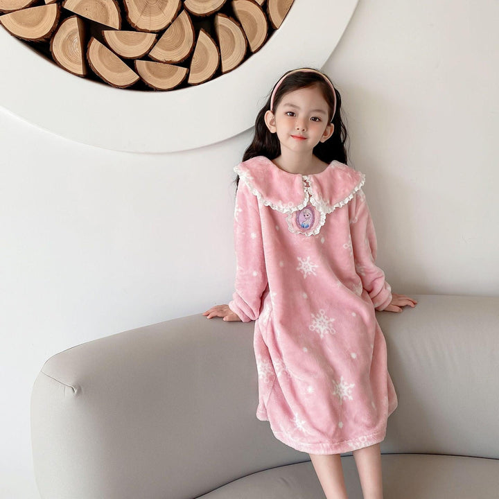 Baby Kid Girls Pajamas Coral Fleece Thickened Sleepwear - MomyMall