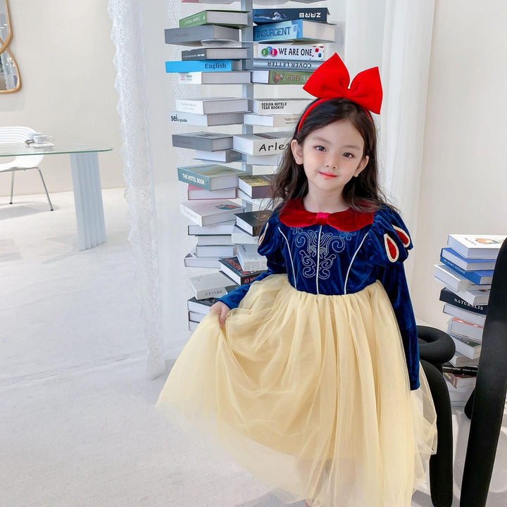 Kid Girl Ins Princess Dress Snow Christmas White Dresses - MomyMall Blue / 3-4 Years
