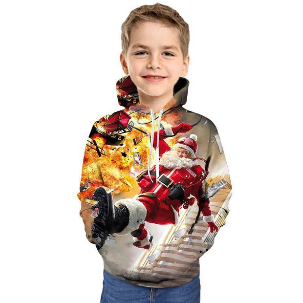 Kid Boy Girl 3D Santa Print Christmas Hoodie