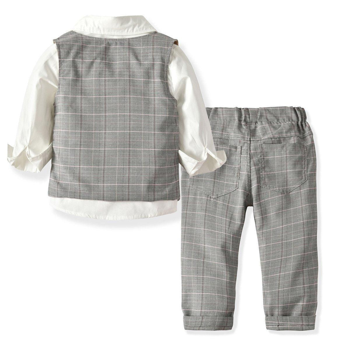 Gentleman Baby Boy Set Plaid Fashion Suits Formal 2 Pcs - MomyMall