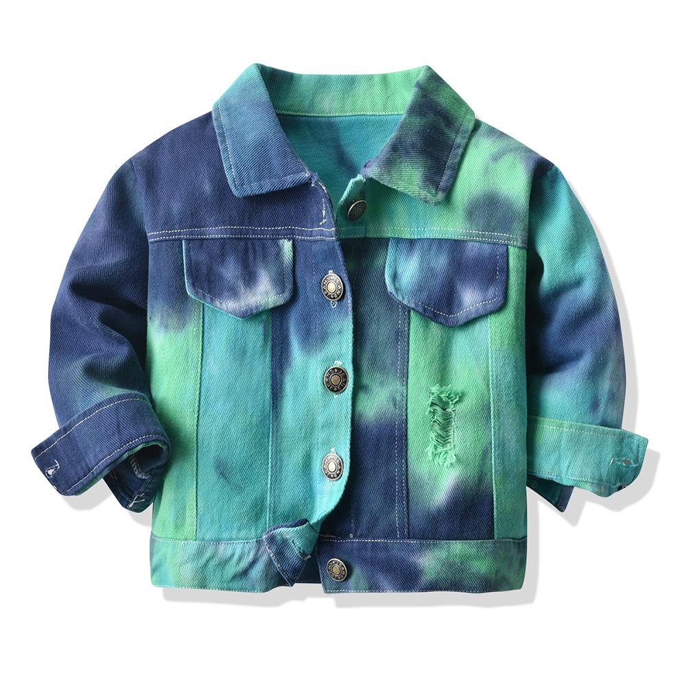 Autumn Girls Boys CoatTie-Dye Long-Sleeved Fashion Denim Jacket