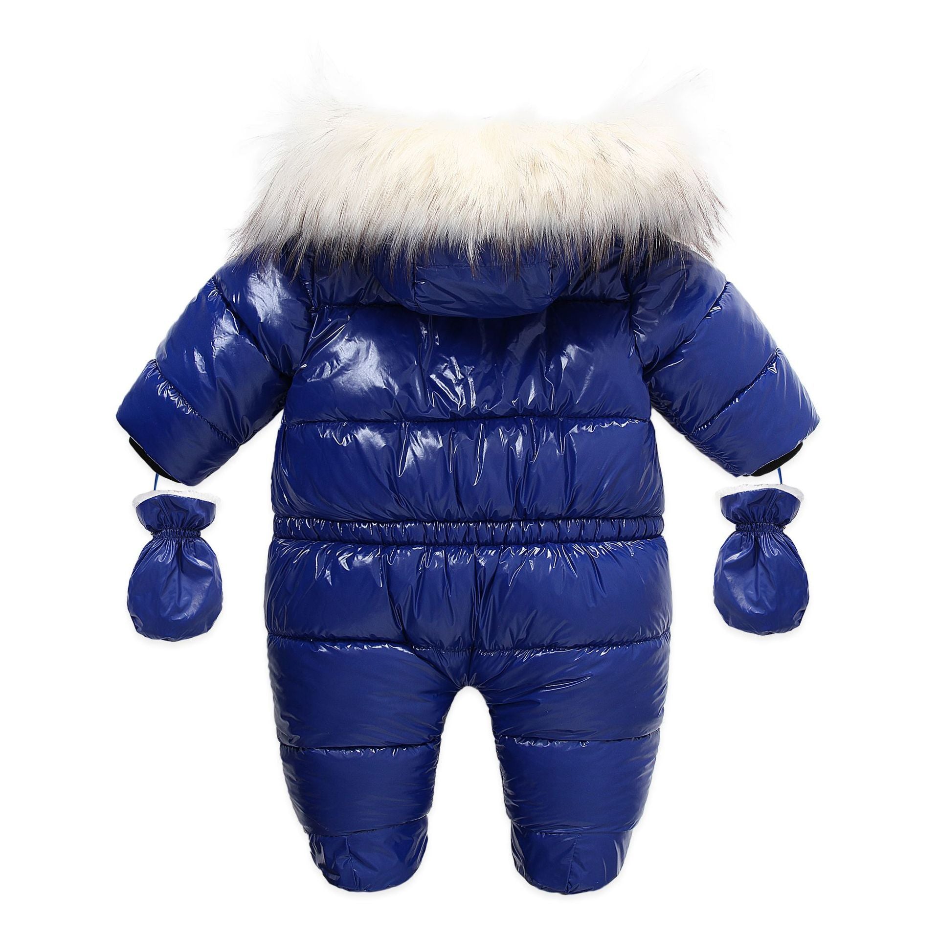 Infant Newborn Baby Winter Warm Hooded Romper Solid Color Overalls Jumpsuit - MomyMall