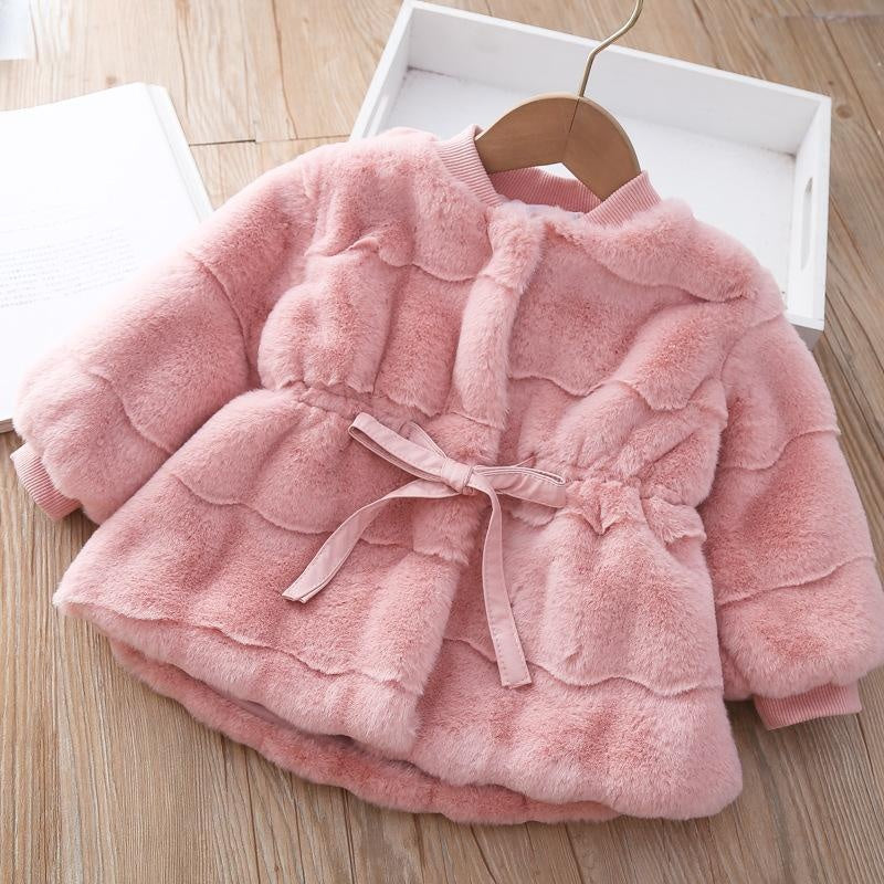 Winter New Girls Fashion Imitation Mink Fur Coat - MomyMall Pink / 6-12M