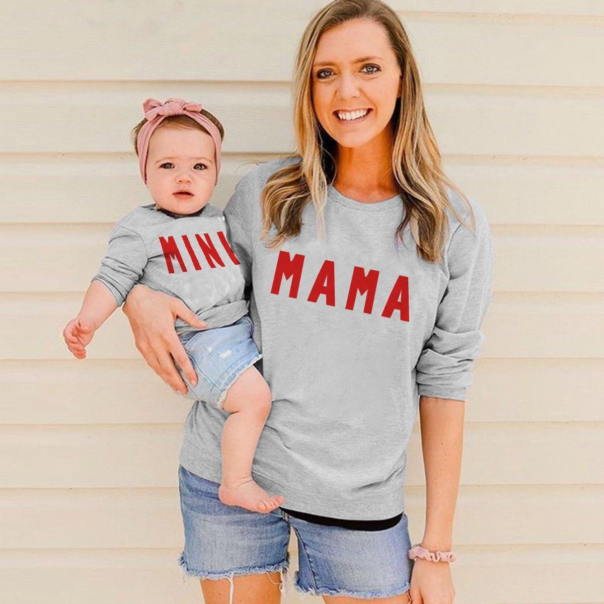 Family Matching Parent-child Print Round Neckline Mother-daughter Shirt - MomyMall