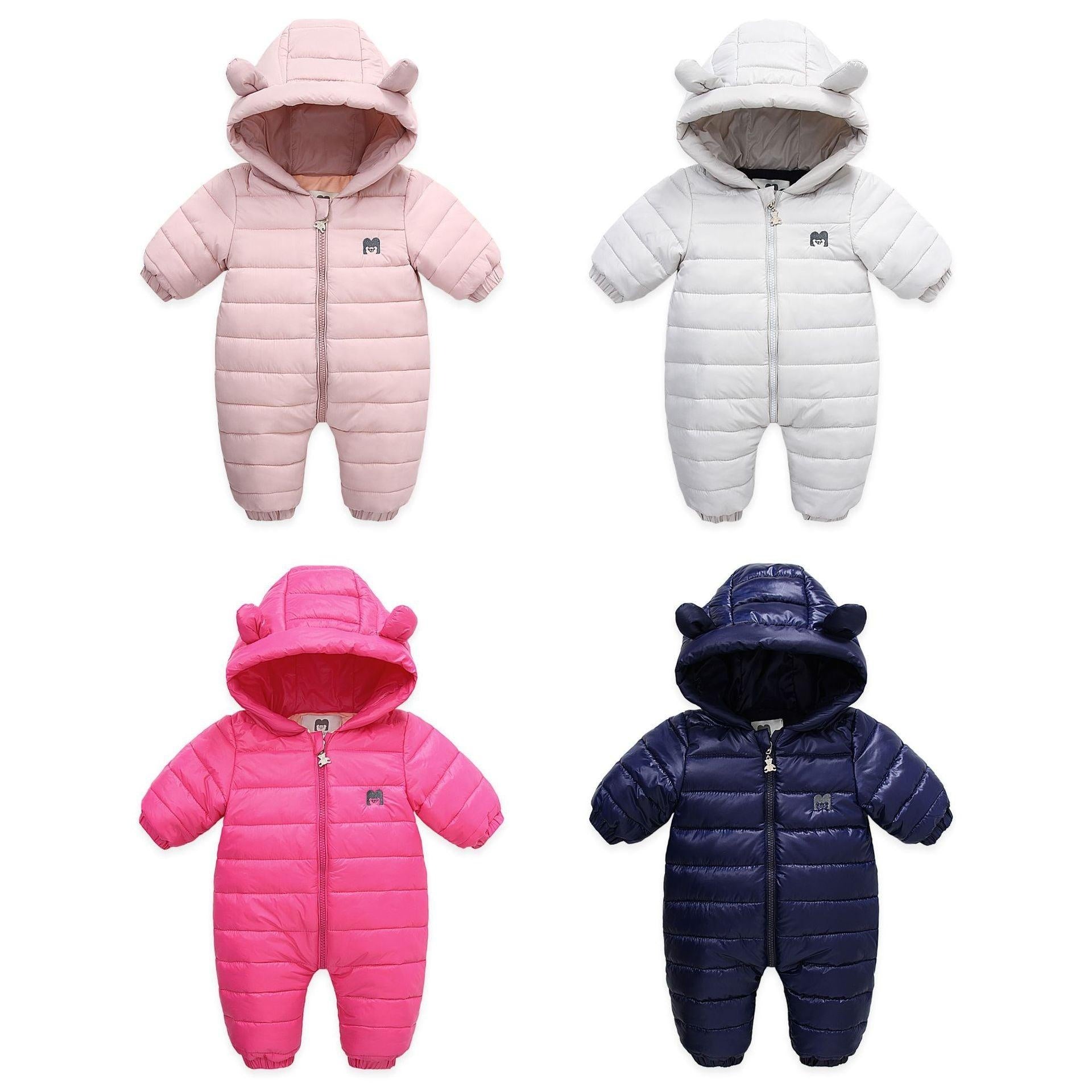 Newborn Baby Candy-colored Winter Thick Warm Jumpsuit Romper