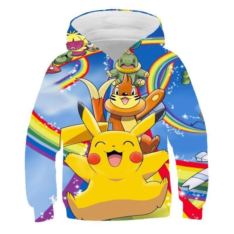 Lässiger Kapuzenpullover mit 3D-Druck für Kinder und Pikachu