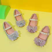 Girl Pearl Rhinestone Bow Shoes - MomyMall