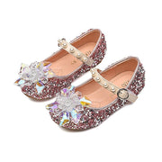 Girls' New Crystal Glass Flower Soft Sole Shoes